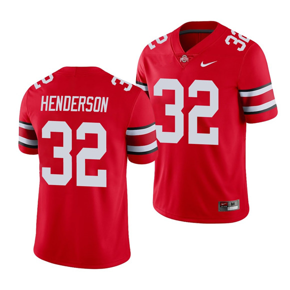 Men's Ohio State Buckeyes #32 TreVeyon Henderson Red Stitched Jersey